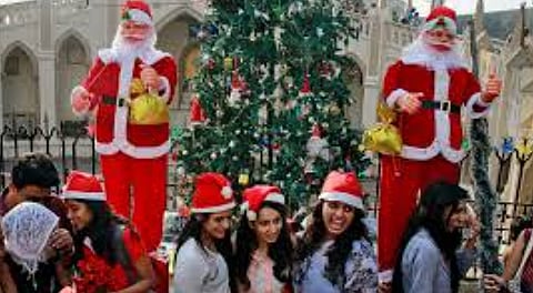 A Christmas event where people celebrate the occassion.