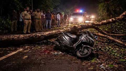 Pillion rider dies after tree branch falls on two-wheeler