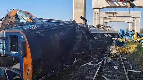 Construction crane falls on passenger train in northeastern Thailand, killing at least 12 people