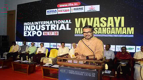 Minister P. Rajeev visited the India International Industrial Expo