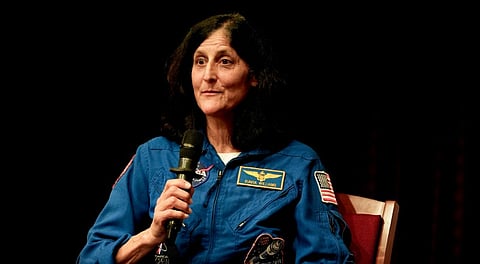 NASA astronaut (Retd.) Sunita Williams addresses a fireside chat on her journey and experiences in space, at the US Embassy, in New Delhi, Tuesday, Jan. 20, 2026.