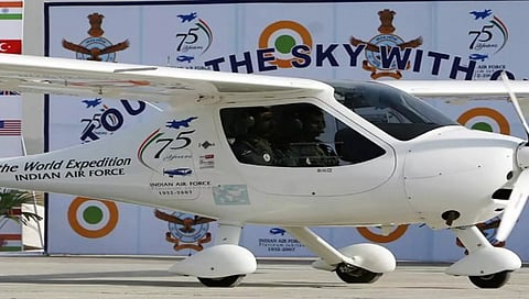 A two-seater microlite aircraft of the Indian Air Force