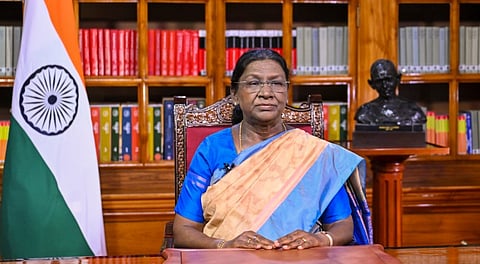 President Droupadi Murmu addresses the nation on the eve of the 77th Republic Day on Jan. 25, 2026.