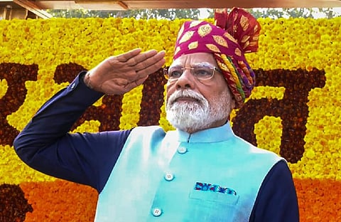 77th Republic Day: PM Modi's deep maroon, golden motif turban steals show