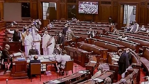 Opposition walkout in Rajyasabha over Indo-US trade deal.