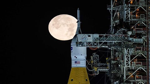 Targets March launch of moon rocket after test run reveals fuel leaks