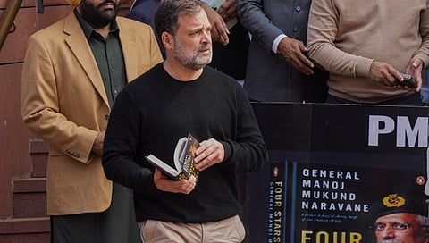 Leader of Opposition in the Lok Sabha Rahul Gandhi during the Budget Session of Parliament, in New Delhi, Wednesday, Feb. 4, 2026.