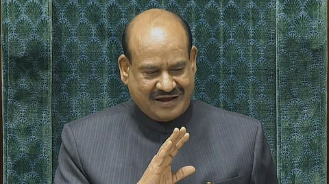 Lok Sabha Speaker Om Birla conducts proceedings in the House during the Budget session of Parliament, in New Delhi, Monday, Feb. 9, 2026.