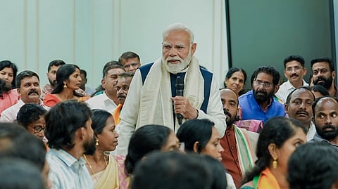 Prime Minister Narendra Modi during a meeting with elected BJP civic body representatives from Kerala, in New Delhi.