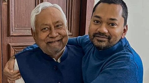 Bihar Chief Minister Nitish Kumar with his son Nishant Kumar.