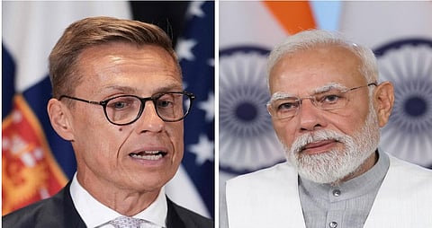 Finland President Alexander Stubb(L) and Prime Minister Narendra Modi   (R)