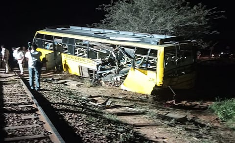Over 20 students injured as goods train hits college bus near Karur in Tamil Nadu