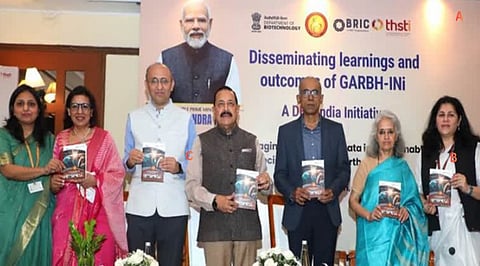 Union minister Jitendra Singh at the launch of India's largest pregnancy cohort study in Delhi under the GARBH-INi initiative.