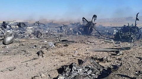 Wreckage of one of the US military aircraft shot down by the Iranian Air Force.