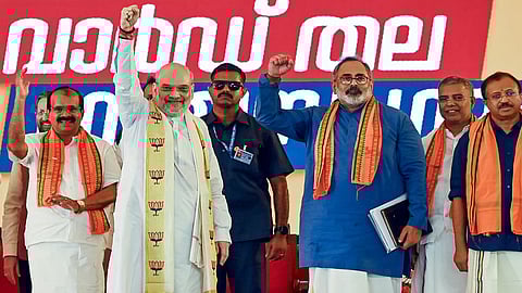 Amit Shah hoists BJP flag in Thiruvananthapuram on party's 47th Foundation Day