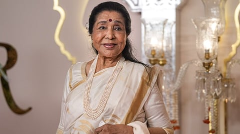 Asha Bhosle during an event at the Jio World Convention Centre, in Mumbai, in this file photo dated Friday, July 12, 2024.