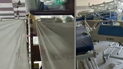 Cloth covered ICU in medical college hospital.