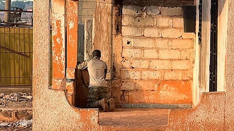 A Malian soldier stands in position with his weapon during an attack on Mali's main military base Kati outside the capital Bamako on Saturday.