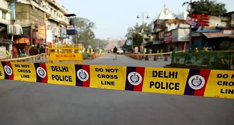 A section blocked off by the Delhi police