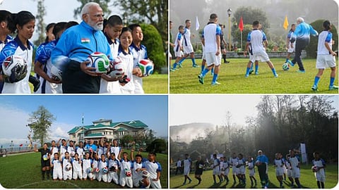PM plays football with boys, girls in Sikkim