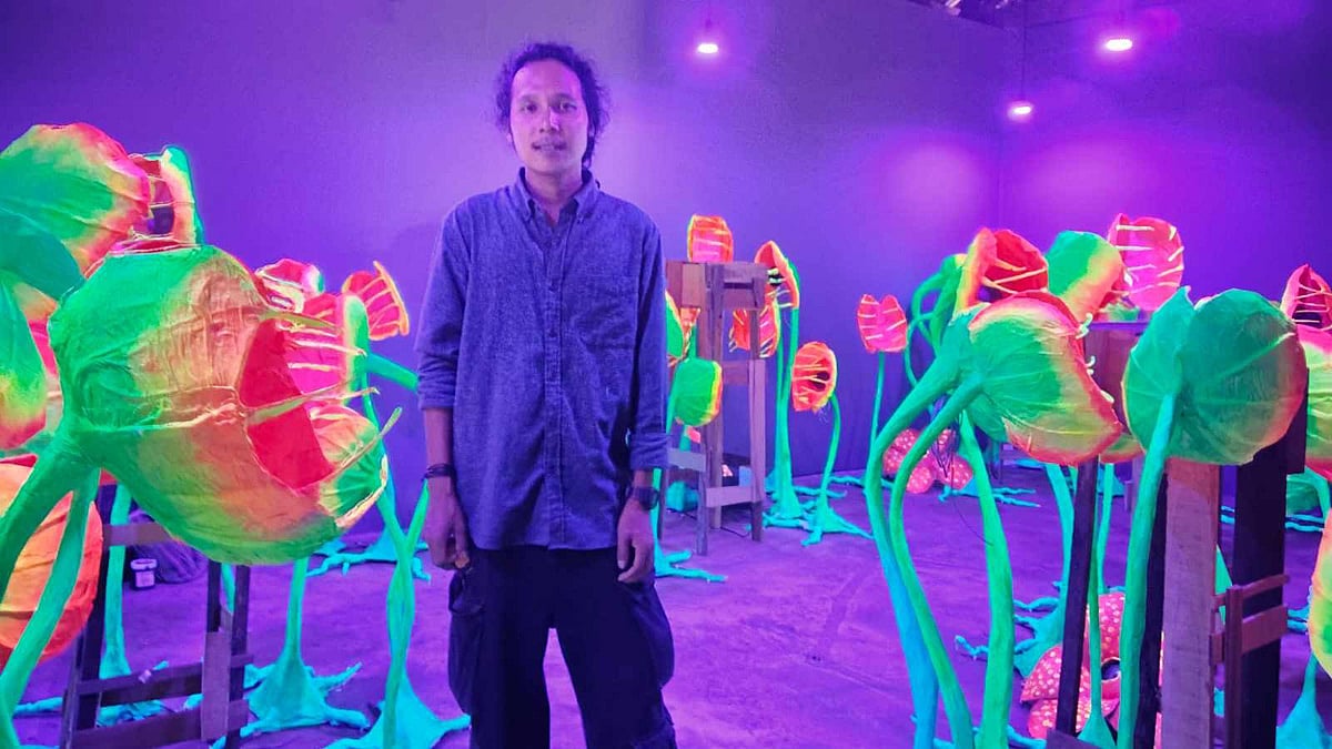 Artist Dhiraj Rabha's work casts long shadows of insurgency at Biennale