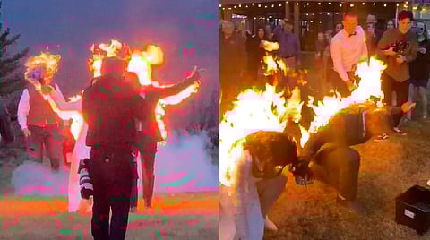Novios se prenden fuego durante su boda [VIDEO]