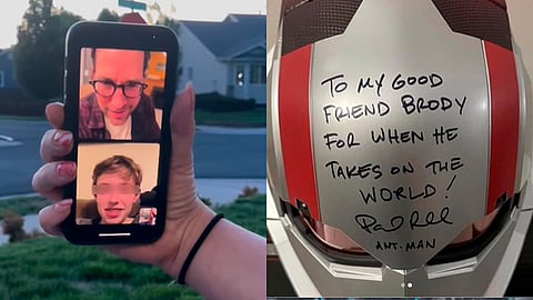Paul Rudd regal casco autografiado de Ant-Man a niño víctima de bullying