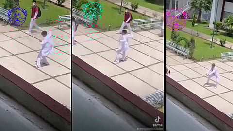 En el video se ve a una compañera del joven que graba el momento