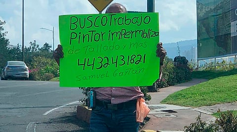 Señor no pide dinero, sino trabajo, en Morelia