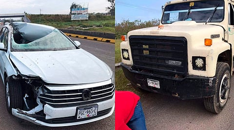 Auto se estrella contra retaguardia de camión en la Morelia-Pátzcuaro