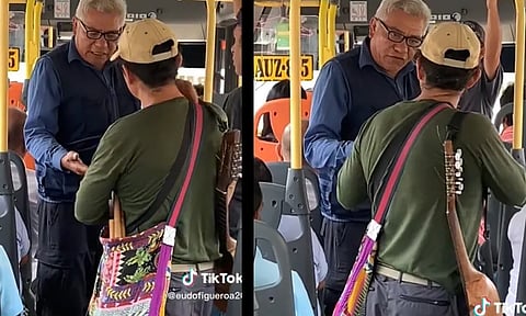 ¿Debe pagar o no? Músico se enoja porque chofer le cobra pasaje