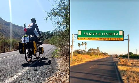 Pasa por Michoacán el mexicano que va hasta Argentina en bici