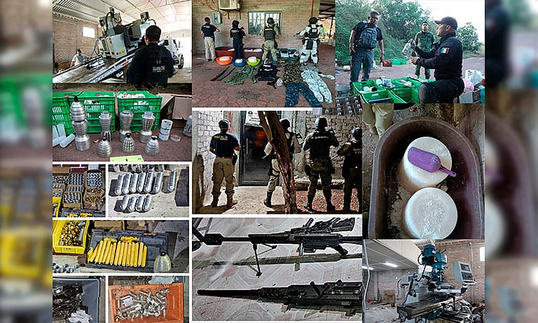 Más de 300 kilos de drogas, 200 litros de una sustancia blanquizca, 311 explosivos improvisados, aditamentos lanza granadas y armas de fuego, entre lo asegurado
