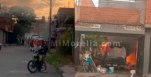 Se incendia cochera de domicilio en la colonia Unidos Santa Cruz, Morelia