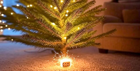 Evita incendios revisando las luces del árbol de Navidad