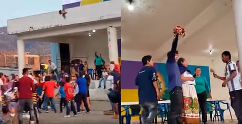Indignación en redes por muerte de pollo durante concurso en Chilchota