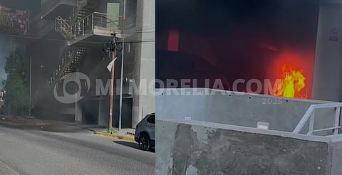 Se incendia camioneta en estacionamiento de gimnasio en Altozano