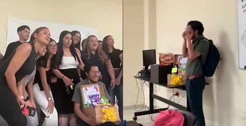 Maestro rompe en llanto tras sorpresa de alumnos por Día del Maestro