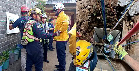 Rescata a 2 personas atrapadas en pozo de agua en construcción, en Opopeo