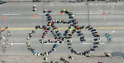 Morelia celebra el Día Mundial de la Bicicleta con Bici Monumental Humana