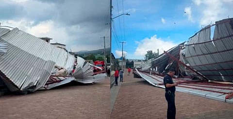Fuertes vientos en la comunidad de Casas Blancas, derriban techumbre y árboles 