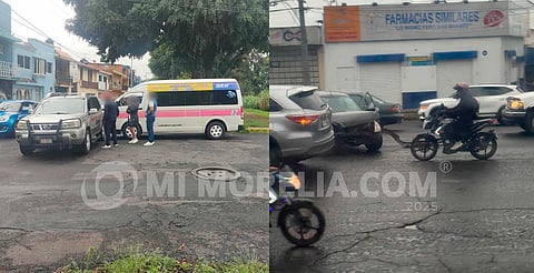 Combi Rosa, moto y auto se accidentan en distintos puntos este miércoles en Morelia