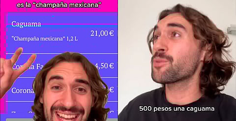 Tiktoker Alemán se vuelve viral por comprar caguama como ‘champaña mexicana’ de 500 pesos 