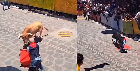 Toro embiste a valentonado durante festejo de la Xiqueñada en Veracruz [VIDEO]