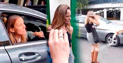 Increpan a ‘Lady Racista’ al salir de audiencia; la rociaron con agua [VIDEO]
