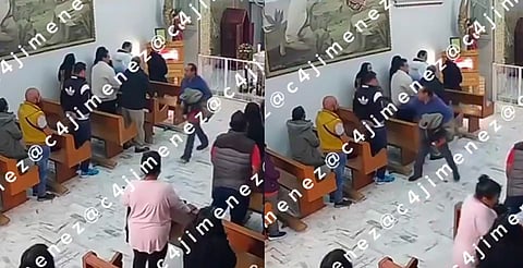 Sujeto saca cuchillo e intenta matar a hombre en iglesia del Edomex [Video]