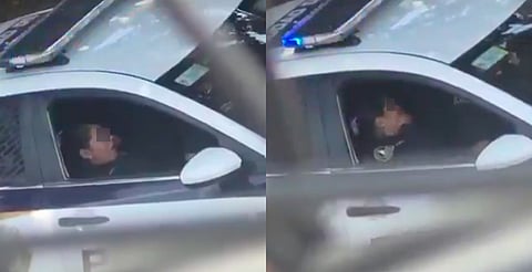 Cachan a polis de CDMX en pleno acto íntimo dentro de patrulla [Video]