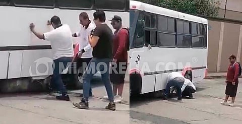Camión ruta Alberca pierde tanque de gas en  la colonia Cuauhtémoc de Morelia