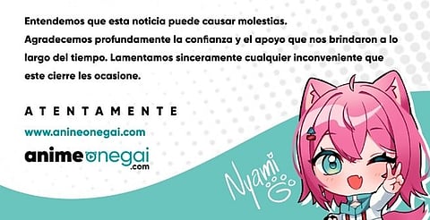 Anime Onegai cierra y no hay vuelta atrás