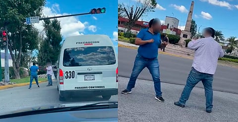 ¡A golpes en pleno Periférico! Choferes arman pelea en Morelia [VIDEO]